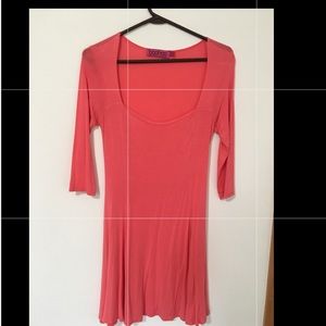 Boohoo scooped neck coral dress